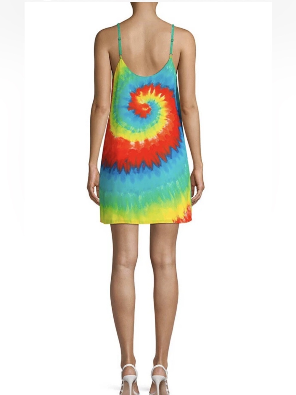 Alice + Olivia Tie-Dye Spiral Slip Dress in Rainbow Colors Large - Picture 6 of 14